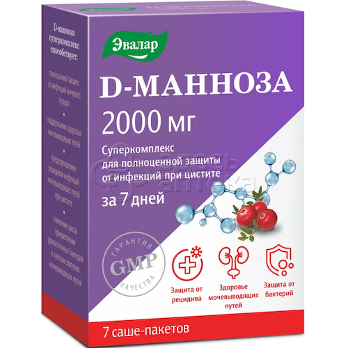 D-манноза Эвалар суперкомплекс 2000 мг порошок 3,7г саше-пакет, 7 шт #1