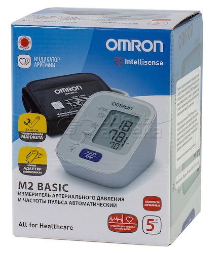 Автоматический тонометр на плечо Omron M2 Basic с универсальной манжетой и адаптером #1