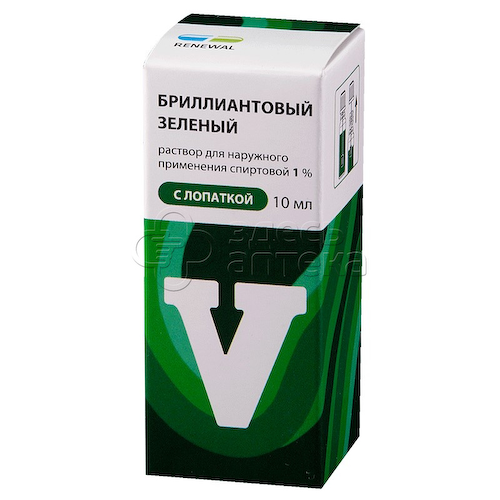 Бриллиантовый зеленый р-р спирт 1% с лопаткой 10мл #1