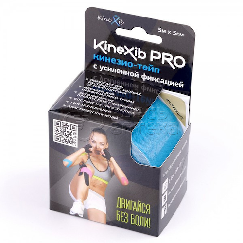 Бинт Кинезио-тейп Kinexib Pro tape, размер 5 м х 5 см, цвет синий #1