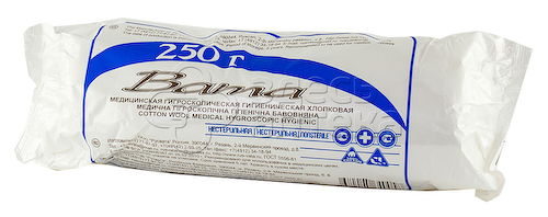 Вата нестерильная гигиен 250г #1
