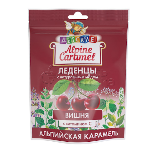 Alpine Caramel Альпийская Карамель детские с натуральным медом и витамином со вкусом Вишни 75 гр #1