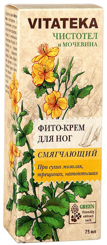 Витатека Vitateka Фито-крем для ног при сухих мозолях, трещинах, натоптышах с чистотелом и мочевиной, 75 мл #1