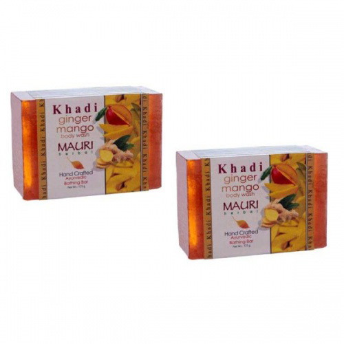 Мыло ручной работы с Манго и Имбирем (125 г), Ginger Mango Soap Ayurvedic Herbal Natural, произв. Khadi Mauri #1