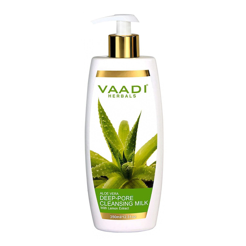Очищающее молочко для лица с Алоэ вера и Лимоном (350 мл), Aloe Vera Deep-Pore Cleansing Milk With Lemon Extract, произв. Vaadi Herbals #1