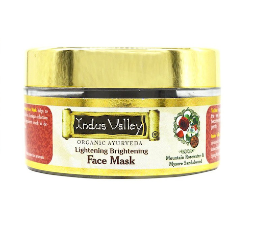 Осветляющая маска для лица c Розовой водой и Сандаловым деревом (50 мл), Lightening Brightening Face Mask, произв. Indus Valley #1