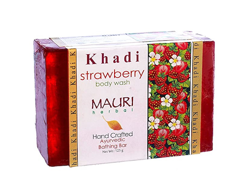Мыло ручной работы с Клубникой (125 г), Strawberry Body Wash, произв. Khadi Mauri #1
