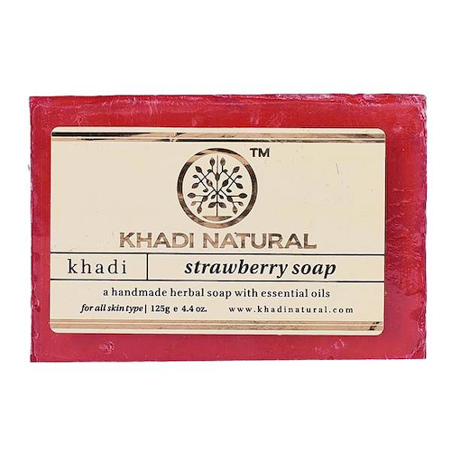 Натуральное мыло ручной работы с Клубникой (125 г), Strawberry Soap Hand made, произв. Khadi Natural #1