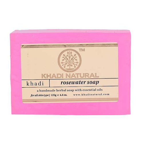 Натуральное мыло ручной работы с Розовой водой: для проблемной кожи (125 г), Rose Water Soap Hand made, произв. Khadi Natural #1