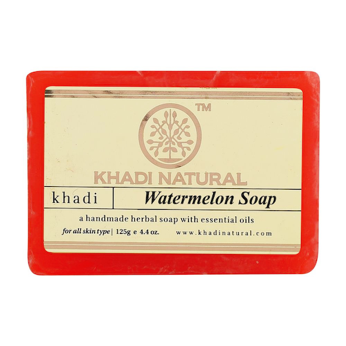 Натуральное мыло ручной работы с Арбузом: для увлажнения кожи (125 г), Watermelon Soap Hand made, произв. Khadi Natural #1