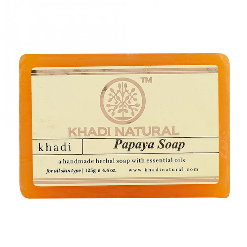 Натуральное мыло ручной работы с Папайей (125 г), Papaya Soap Handmade, произв. Khadi Natural #1