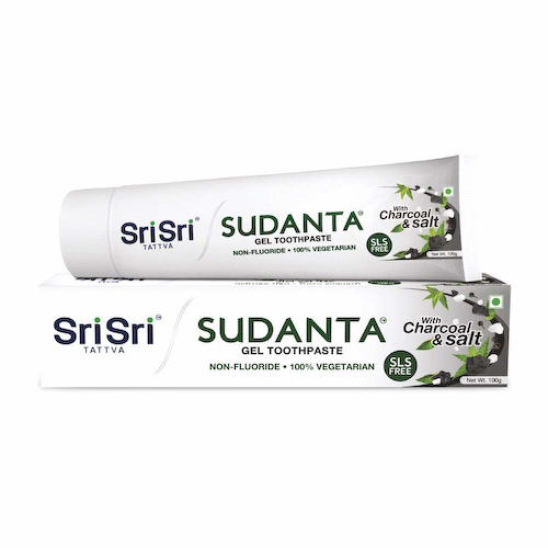Суданта: зубная гелевая паста с Древесным углем и Солью (100 г), Sudanta Gel Toothpaste Charcoal &amp; Salt, произв. Sri Sri Tattva #1