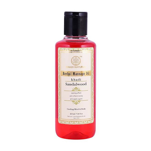 Натуральное массажное масло с Сандаловым деревом (210 мл), Sandalwood Herbal Massage Oil, произв. Khadi Natural #1
