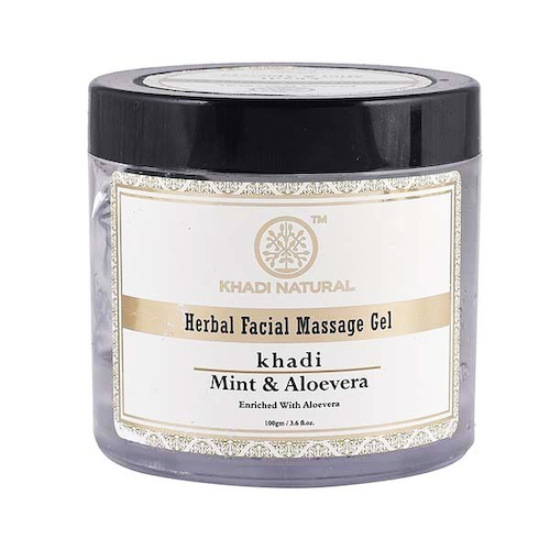 Натуральный массажный гель для лица с Ментолом и Алоэ вера (100 г), Herbal Facial Massage Gel Mint &amp; Aloevera, произв. Khadi Natural #1