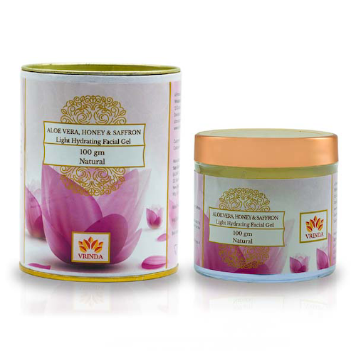 Увлажняющий гель для лица с Алоэ вера, Медом и Шафраном (100 г), Aloe Vera, Honey &amp; Saffron Light Hydrating Facial Gel, произв. Vrindaam #1