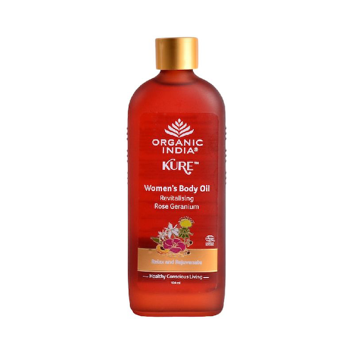 Восстанавливающее масло для женщин с Розовой геранью (120 мл), Women`s Body Oil Revitalising Rose Geranium, произв. Organic India #1