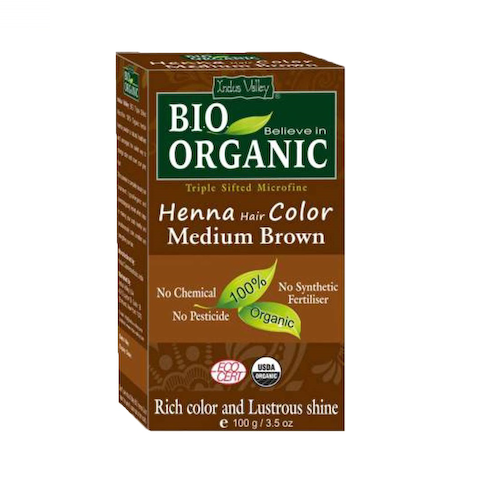 Хна для волос: каштановая (100 г), Organic Medium Brown Henna, произв. Indus Valley #1