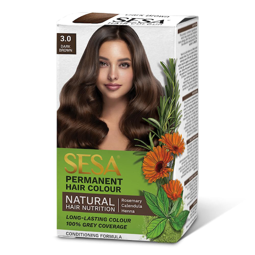 Стойкая краска для волос: цвет Темно-коричневый (50 мл + 50 г + 18 мл), Permanent Hair Color Dark Brown, произв. Sesa #1