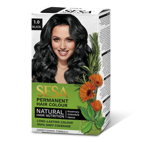 Стойкая краска для волос: цвет Черный (50 мл + 50 г + 18 мл), Permanent Hair Color Black, произв. Sesa #1