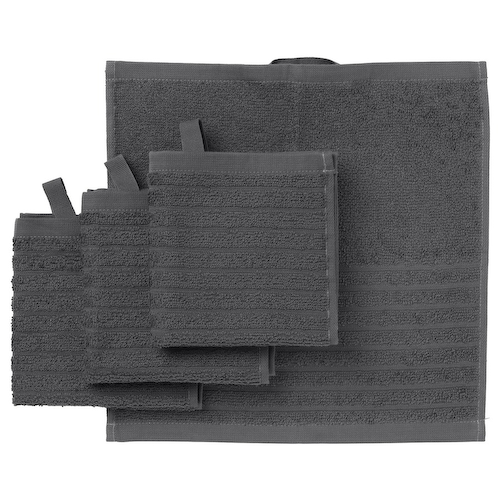 Набор полотенец темно-серых (4 шт), VAGSJON Washcloth Dark Grey Set, произв. IKEA #1