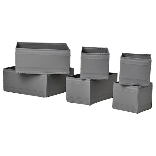 Набор темно-серых коробок (6 шт), SKUBB Box Dark Grey Set, произв. IKEA #1
