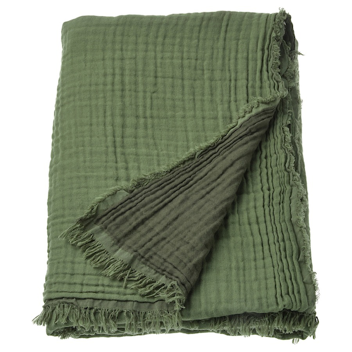 Плед серо-зеленый, VALLKRASSING Throw Grey-green, произв. IKEA #1