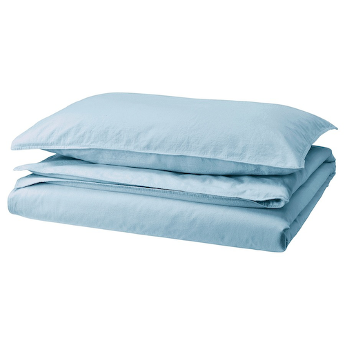 Пододеяльник и наволочка, ANGSLILJA Duvet Cover and Pillowcase Blue-grey, произв. IKEA #1