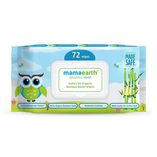 Детские органические бамбуковые салфетки (72 шт), Organic Bamboo Based Baby Wipes, произв. Mamaearth #1