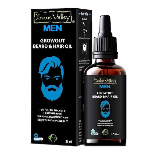 Масло для роста бороды и волос (60 мл), Growout Beard &amp; Hair Oil, произв. Indus Valley #1