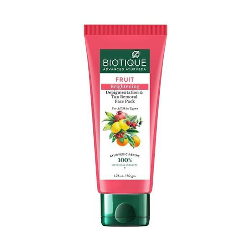 Маска для лица с фруктами: против пигментации (50 г), Fruit Brightening Depigmentation &amp; Tan Removal Face Pack, произв. Biotique #1