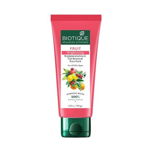 Маска для лица с фруктами: против пигментации (100 г), Fruit Brightening Depigmentation &amp; Tan Removal Face Pack, произв. Biotique #1