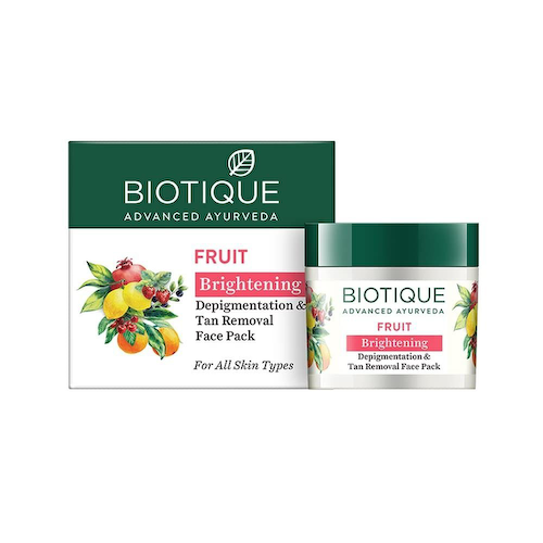 Маска для лица с фруктами: против пигментации (75 г), Fruit Brightening Depigmentation &amp; Tan Removal Face Pack, произв. Biotique #1
