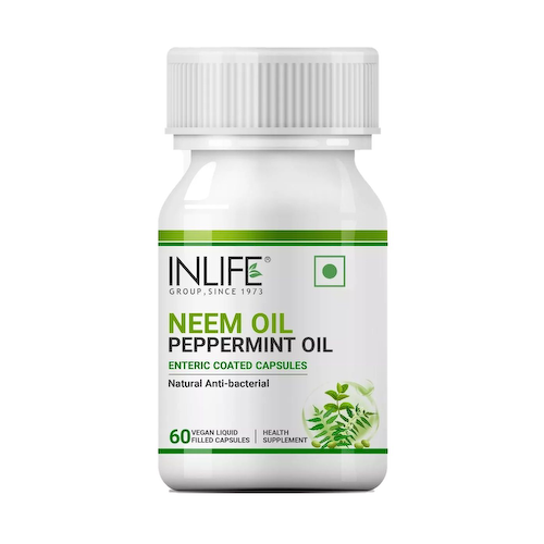Масло Нима с маслом Перечной мяты (60 кап, 500 мг), Neem Oil Peppermint Oil, произв. INLIFE #1