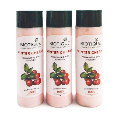Питательное молочко для тела c Зимней вишней (3 х 190 мл), Bio Winter Cherry Rejuvenating Body Nourisher Set, произв. Biotique #1