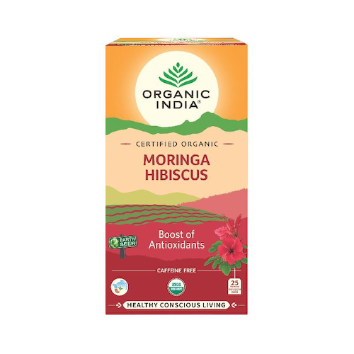 Чай из Моринги и Гибискуса (25 пак, 2 г), Moringa Hibiscus Tea, произв. Organic India #1