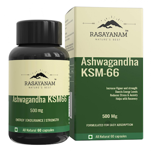 Ашваганда (60 кап, 500 мг), Ashwagandha KSM66, произв. Rasayanam #1