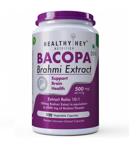 Бакопа (экстракт Брахми) (120 кап, 500 мг), Bacopa (Brahmi Extract): Support Brain Health, произв. HealthyHey #1
