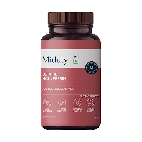 Бетаин HCL + Пепсин (60 кап), Betaine HCL + Pepsin, произв. Miduty #1