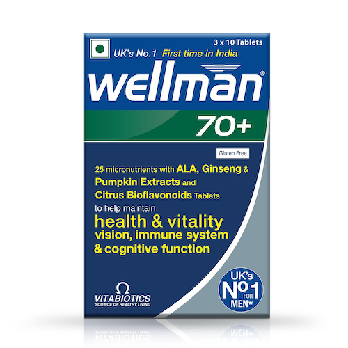 Добавка для мужчин 70+ (30 таб, 1,184 г), Wellman 70+, произв. Vitabiotics #1