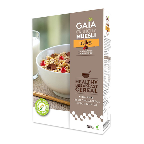 Хрустящие мюсли с Шоколадом и Клюквой (400 г), Crunchy Millet Muesli Chocolate &amp; Cranberry, произв. Gaia #1