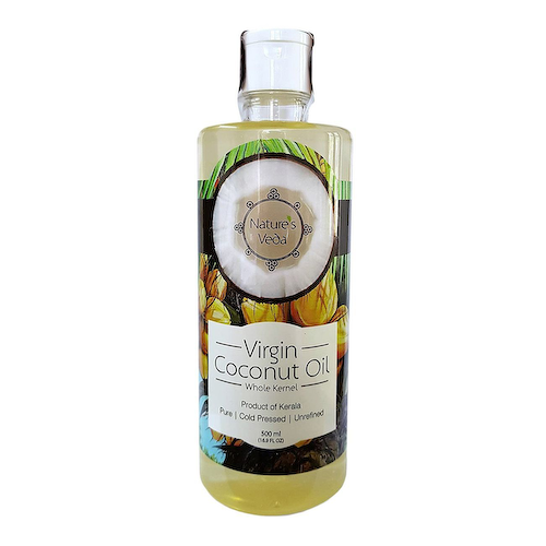 Кокосовое масло холодного отжима: для ухода за телом и волосами (500 мл), Virgin Coconut Oil Cold Pressed, произв. Nature&apos;s Veda #1
