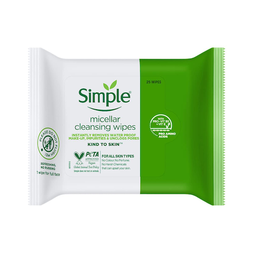 Мицеллярные очищающие салфетки (25 шт), Micellar Cleansing Wipes, произв. Simple #1
