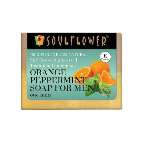 Мыло ручной работы для мужчин с Апельсином и Мятой (150 г), Orange Peppermint Soap for Men, произв. Soulflower #1
