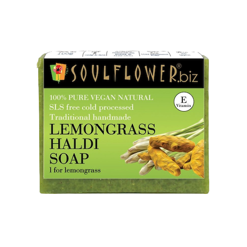 Мыло ручной работы с Лемонграссом и Куркумой (150 г), Lemongrass Haldi Soap, произв. Soulflower #1