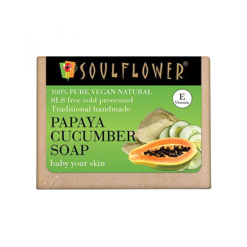 Мыло ручной работы с Папайей и Огурцом (150 г), Papaya Cucumber Soap, произв. Soulflower #1