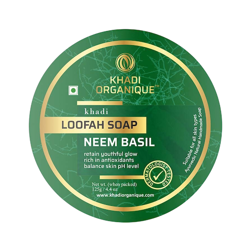 Мыло с с Люфой, Нимом и Базиликом (125 г), Loofah Soap Neem Basil, произв. Khadi Organique #1