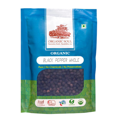 Органический Черный перец цельный (100 г), Organic Black Pepper Whole, произв. Organic Soul #1
