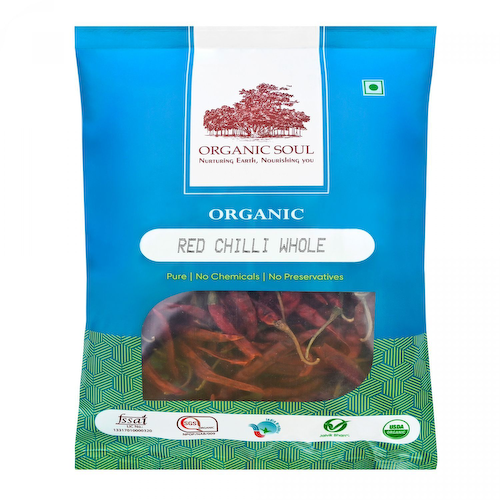 Органический Красный Перец Чили цельный (100 г), Organic Red Chilli Whole, произв. Organic Soul #1