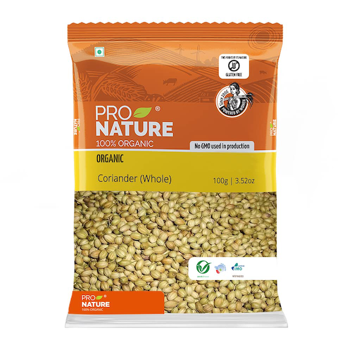 Органический цельный Кориандр (100 г), Organic Coriander (Whole), произв. Pro Nature #1