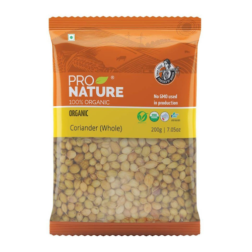 Органический цельный Кориандр (200 г), Organic Coriander Whole, произв. Pro Nature #1